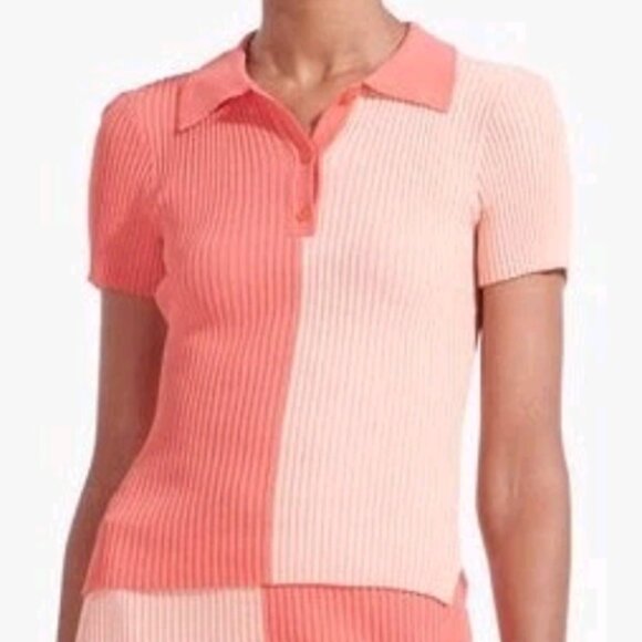 Nwt. Staud short sleeve colorblock ribbed knit sweater size m - Picture 1 of 1